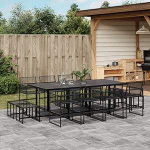 vidaXL, vidaXL 13-tlg. Garten-Essgruppe Schwarz Poly Rattan, vidaXL 13-tlg. Garten-Essgruppe Schwarz Poly Rattan