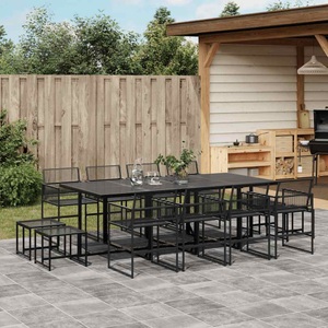 vidaXL, vidaXL 13-tlg. Garten-Essgruppe Schwarz Poly Rattan