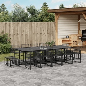 vidaXL, vidaXL 15-tlg. Garten-Essgruppe Schwarz Poly Rattan