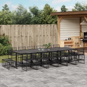 vidaXL, vidaXL 17-tlg. Garten-Essgruppe Schwarz Poly Rattan