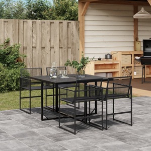 vidaXL, vidaXL 5-tlg. Garten-Essgruppe Schwarz Poly Rattan