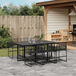 vidaXL, vidaXL 7-tlg. Garten-Essgruppe Schwarz Poly Rattan