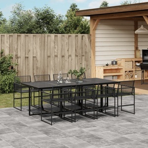 vidaXL, vidaXL 9-tlg. Garten-Essgruppe Schwarz Poly Rattan