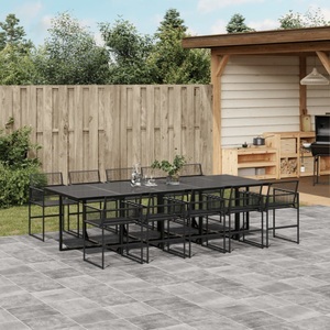vidaXL, vidaXL 11-tlg. Garten-Essgruppe Schwarz Poly Rattan