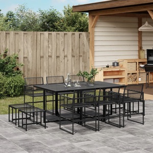 vidaXL, vidaXL 11-tlg. Garten-Essgruppe Schwarz Poly Rattan