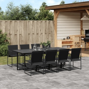 vidaXL, vidaXL 9-tlg. Garten-Essgruppe Schwarz Textilene
