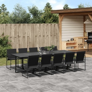 vidaXL, vidaXL 11-tlg. Garten-Essgruppe Schwarz Textilene