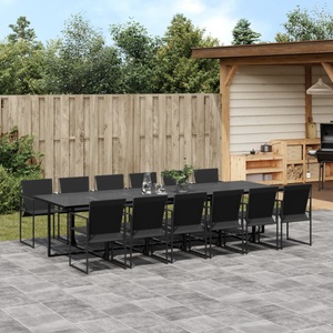 vidaXL, vidaXL 13-tlg. Garten-Essgruppe Schwarz Textilene