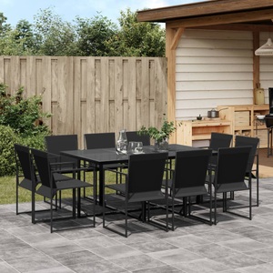 vidaXL, vidaXL 11-tlg. Garten-Essgruppe Schwarz Textilene