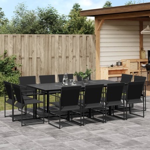 vidaXL, vidaXL 13-tlg. Garten-Essgruppe Schwarz Textilene