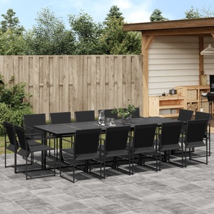 vidaXL, vidaXL 15-tlg. Garten-Essgruppe Schwarz Textilene
