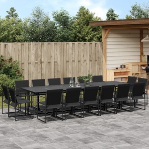 vidaXL, vidaXL 17-tlg. Garten-Essgruppe Schwarz Textilene