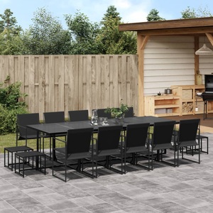 vidaXL, vidaXL 15-tlg. Garten-Essgruppe Schwarz Textilene
