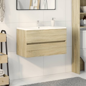 vidaXL, vidaXL Waschbeckenunterschrank Sonoma-Eiche 80x38,5x45cm Holzwerkstoff