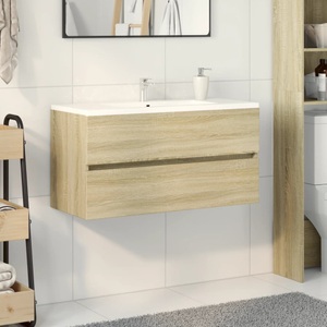 vidaXL, vidaXL Waschbeckenunterschrank Sonoma-Eiche 90x38,5x45cm Holzwerkstoff