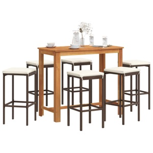 vidaXL, vidaXL 7-tlg. Gartenbar-Set Braun Massivholz Akazie und Poly Rattan, vidaXL 7-tlg. Gartenbar-Set Braun Massivholz Akazie und Poly Rattan