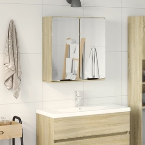 vidaXL, vidaXL Bad-Spiegelschrank Sonoma-Eiche 64,5x20x66,5 cm Holzwerkstoff