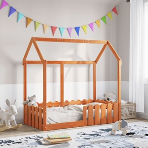 vidaXL, vidaXL Kinderbett Hausbett Wachsbraun 70x140 cm Kiefer, vidaXL Kinderbett Hausbett Wachsbraun 70x140 cm Kiefer