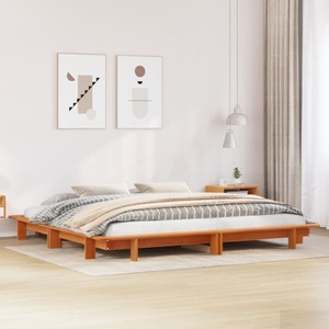 vidaXL, vidaXL Massivholzbett ohne Matratze Wachsbraun 160x200 Kiefernholz