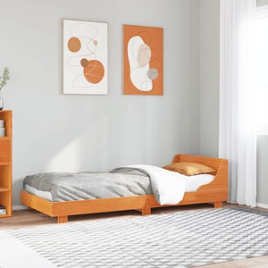 vidaXL, vidaXL Massivholzbett mit Kopfteil Wachsbraun 90x200 cm Kiefer