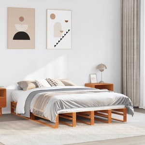 vidaXL, vidaXL Massivholzbett ohne Matratze Wachsbraun 120x190 cm Kiefernholz, vidaXL Massivholzbett ohne Matratze Wachsbraun 120x190 cm Kiefernholz