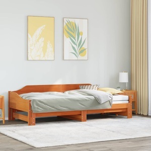 vidaXL, vidaXL Tagesbett Ausziehbar Wachsbraun 90x200 cm Massivholz Kiefer