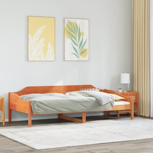 vidaXL, vidaXL Massivholzbett ohne Matratze Wachsbraun 90x200 Kiefernholz