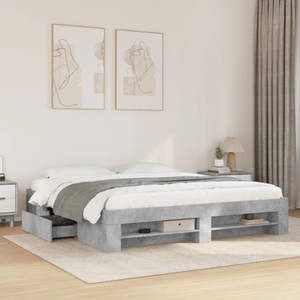 vidaXL, vidaXL Bettgestell Betongrau 180x200 cm Holzwerkstoff