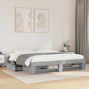 vidaXL, vidaXL Bettgestell Grau Sonoma 180x200 cm Holzwerkstoff