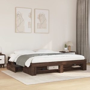 vidaXL, vidaXL Bettgestell Braun Eichen-Optik 180x200 cm Holzwerkstoff