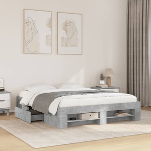 vidaXL, vidaXL Bettgestell Betongrau 160x200 cm Holzwerkstoff