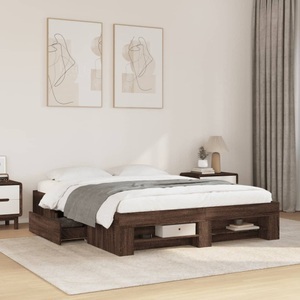 vidaXL, vidaXL Bettgestell Braun Eichen-Optik 160x200 cm Holzwerkstoff
