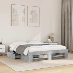 vidaXL, vidaXL Bettgestell Betongrau 150x200 cm Holzwerkstoff