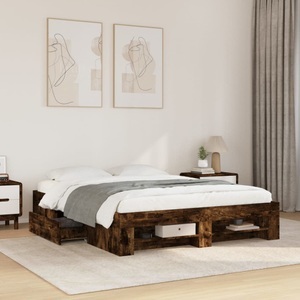 vidaXL, vidaXL Bettgestell Räuchereiche 150x200 cm Holzwerkstoff