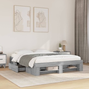 vidaXL, vidaXL Bettgestell Grau Sonoma 150x200 cm Holzwerkstoff