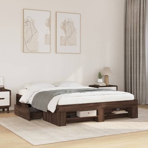 vidaXL, vidaXL Bettgestell Braun Eichen-Optik 150x200 cm Holzwerkstoff