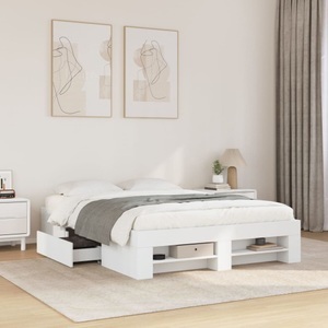 vidaXL, vidaXL Bettgestell Weiß 140x200 cm Holzwerkstoff