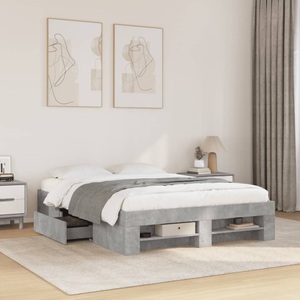 vidaXL, vidaXL Bettgestell Betongrau 140x200 cm Holzwerkstoff
