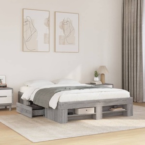 vidaXL, vidaXL Bettgestell Grau Sonoma 140x200 cm Holzwerkstoff