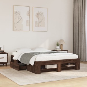 vidaXL, vidaXL Bettgestell Braun Eichen-Optik 140x200 cm Holzwerkstoff