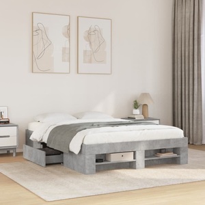 vidaXL, vidaXL Bettgestell Betongrau 120x200 cm Holzwerkstoff