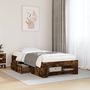 vidaXL, vidaXL Bettgestell Räuchereiche 100x200 cm Holzwerkstoff