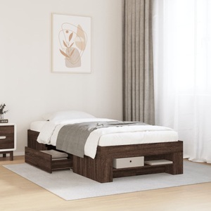 vidaXL, vidaXL Bettgestell Braun Eichen-Optik 100x200 cm Holzwerkstoff