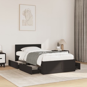 vidaXL, vidaXL Bettgestell mit Kopfteil Schwarz 90x200 cm Holzwerkstoff