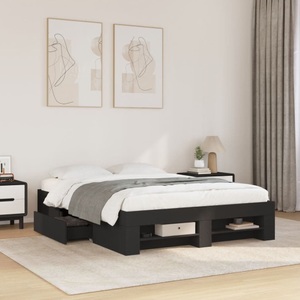vidaXL, vidaXL Bettgestell Schwarz 140x190 cm Holzwerkstoff
