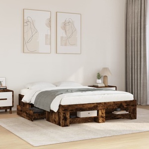 vidaXL, vidaXL Bettgestell Räuchereiche 135x190 cm Holzwerkstoff