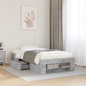 vidaXL, vidaXL Bettgestell Betongrau 90x190 cm Holzwerkstoff