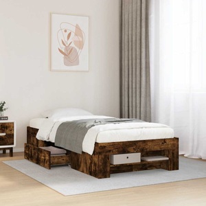 vidaXL, vidaXL Bettgestell Räuchereiche 90x190 cm Holzwerkstoff
