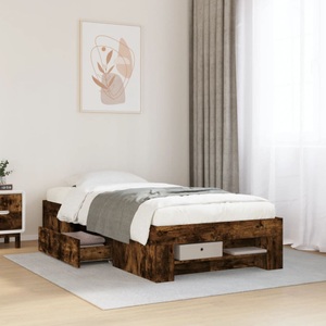 vidaXL, vidaXL Bettgestell Räuchereiche 75x190 cm Holzwerkstoff