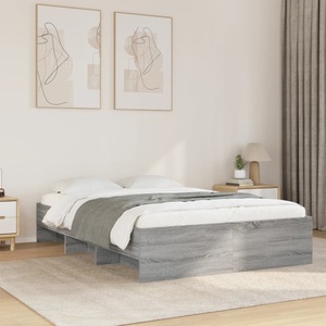 vidaXL, vidaXL Bettgestell Grau Sonoma 135x190 cm Holzwerkstoff